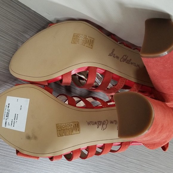 Sam Edelman Yarina Strappy Suede Sandal, Blood Orange Suede, Womens Size 7.5 M - Picture 9 of 11